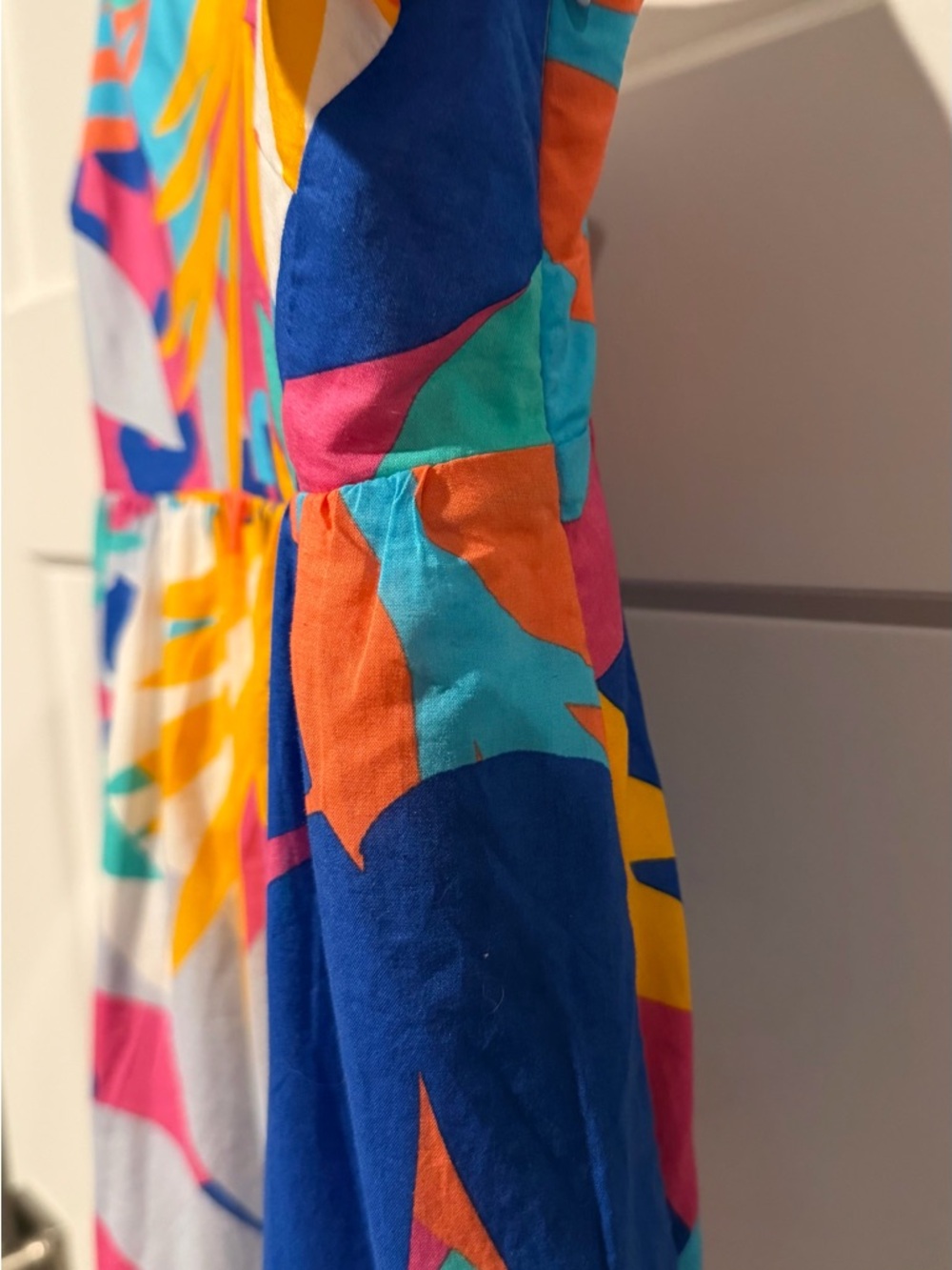J. Crew Tropical Print Tiered Maxi Dress in Blue, Yellow, Orange & Pink - Picture 3 of 8